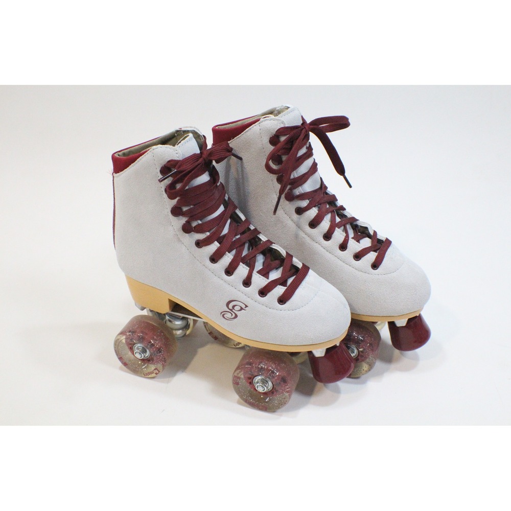 Candi Grl Roller Derby Carlin Women 7 Quad Roller Skates Gray Burgundy 5074-8456